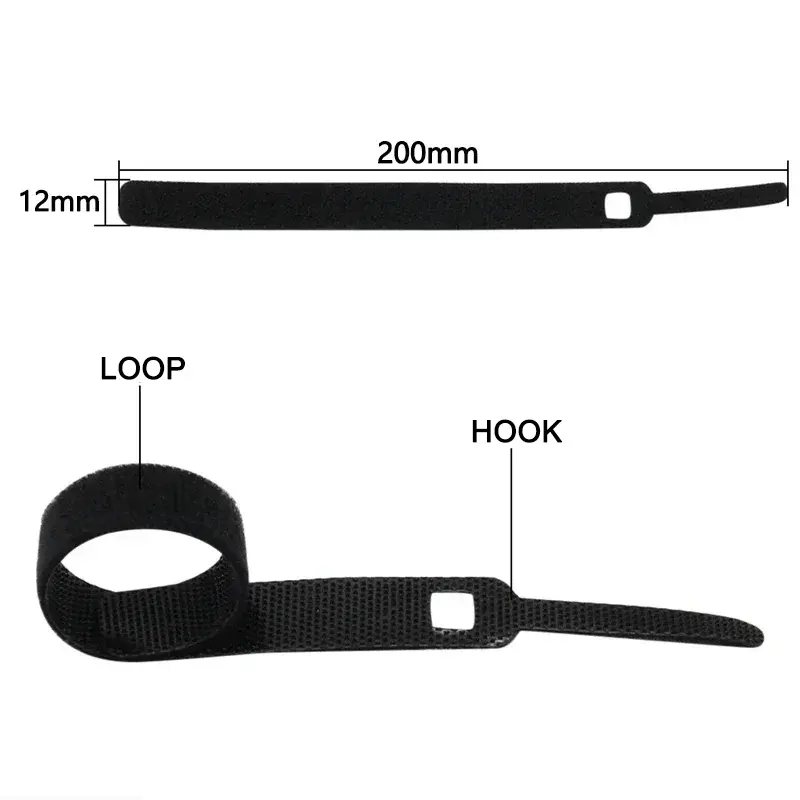 10~1000pcs 7colors Nylon Cable Tie Hook Loop Length 200mm Backpackers Hikers Line Belt Backless Data Line Strap Magic Sticker - Image 2