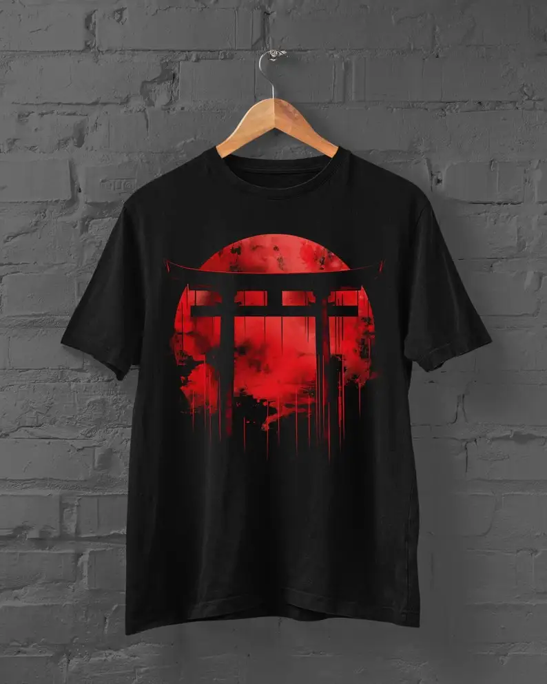 

Japanese Gates Print ShirtHarajuku Torii Anime Streetwear