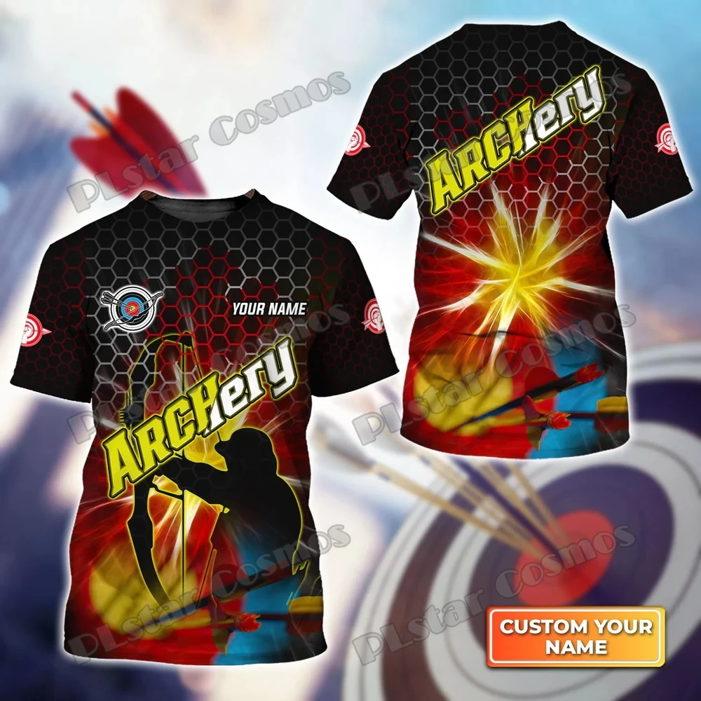 Plstar kosmos kunden spezifischer Name gelbes Bogens chießen Ziel zeichen 3d gedruckt Herren T-Shirt Sommer Unisex lässig T-Shirt Geschenk für Bogenschützen TX-181 – Detail 13