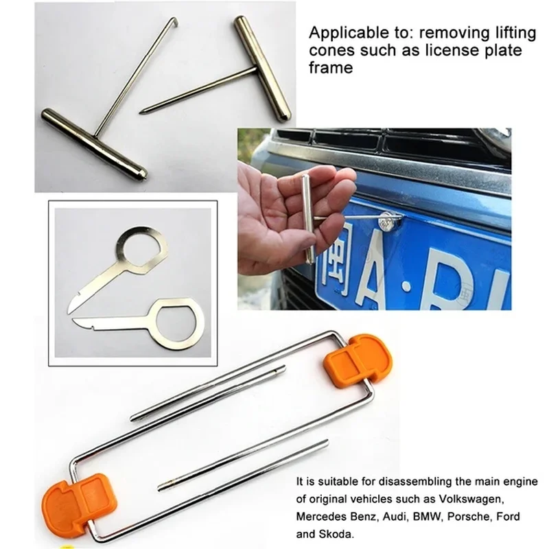 12pcs Car Radio Audio Removal Pry Door Clip Panel Trim Dash Audio Removal Open Installer Pry Tool for Auto Vehicle