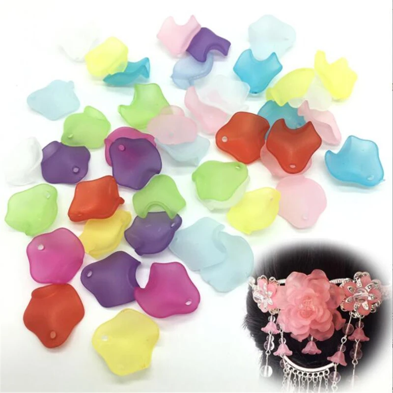 

100 шт./лот новые акриловые шармы в виде лепестков цветов Бусины Разъемы для «сделай сам» модные серьги шпилька головной убор ювелирные аксессуары