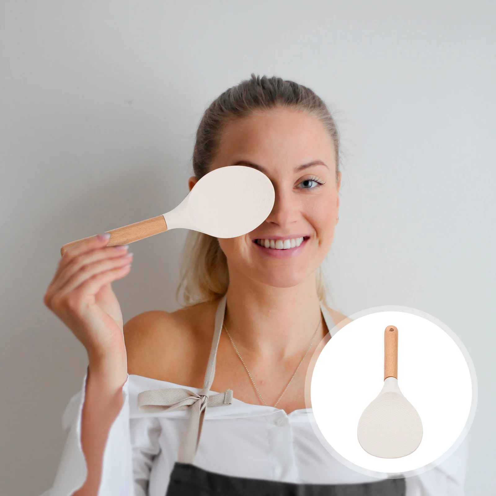 

Silicone Serving Spoon Kitchen Supply Spoons Creative Household Silica Gel Restaurant Wood Spatula