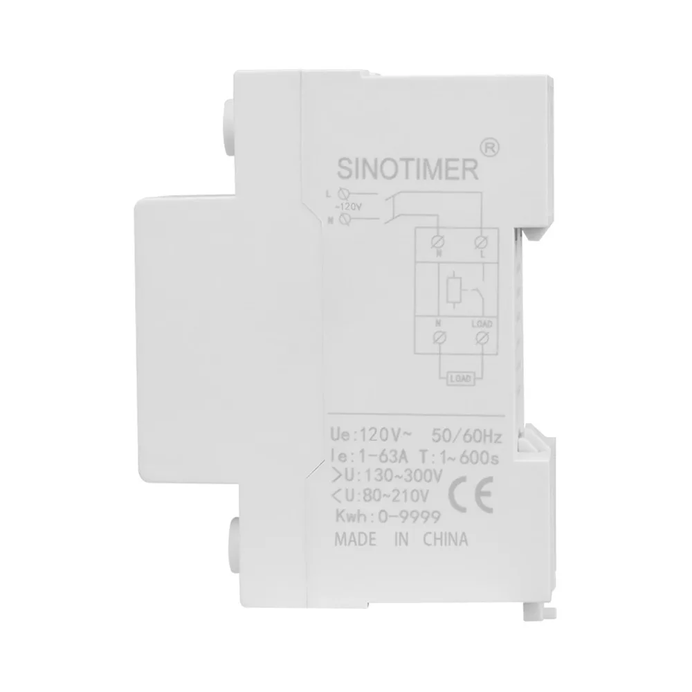 Din Rail Adjust Over Under Current and Voltage Protective Device Protector Relay 40A 63A Power Consumption kWH Meter 110V 120VAC