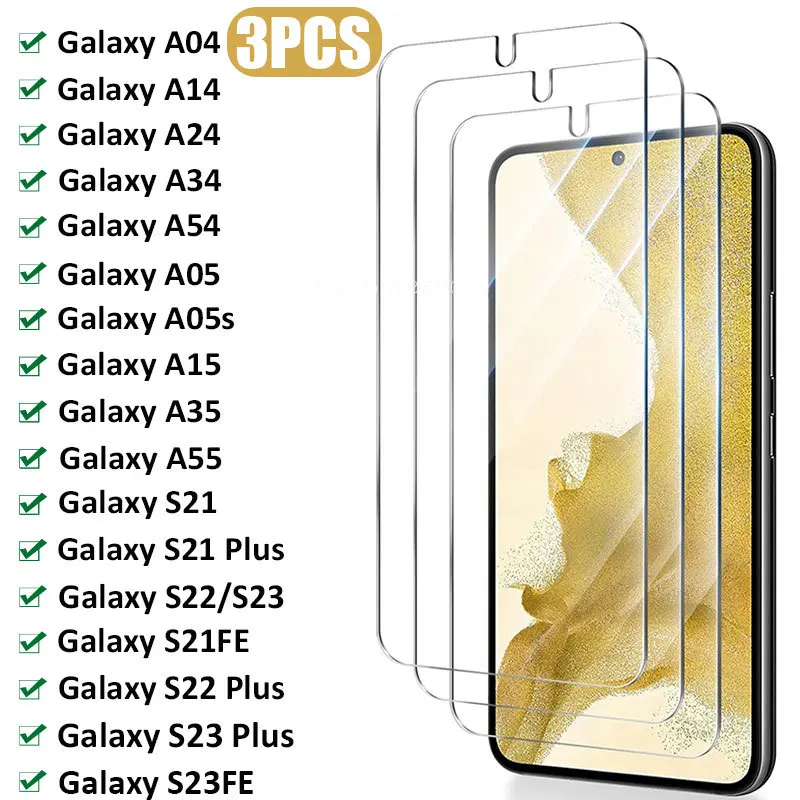 

3PCS Screen Protector For Samsung Galaxy A14 A24 A04 A54 5G A05S A15 A35 A55Tempered Glass Samsung S21 S20FE S22 S23 Plus Glass