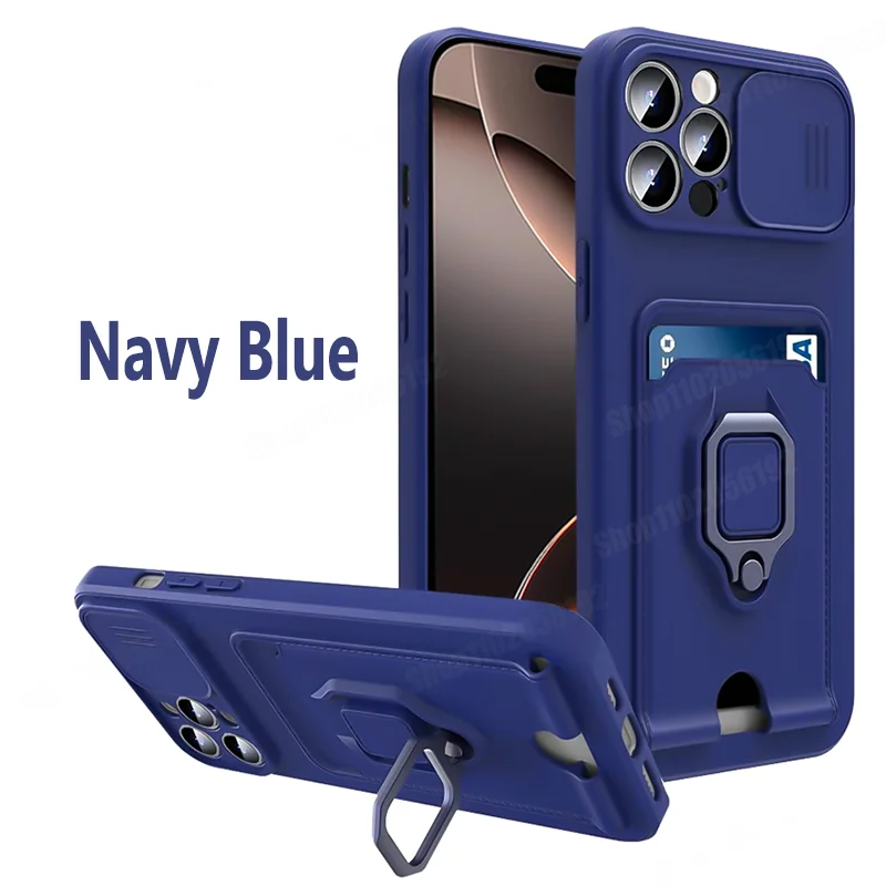 Enhanced Slide Camera Armor Case with Card Slot & Magnetic Ring Holder - Premium Protective Cover