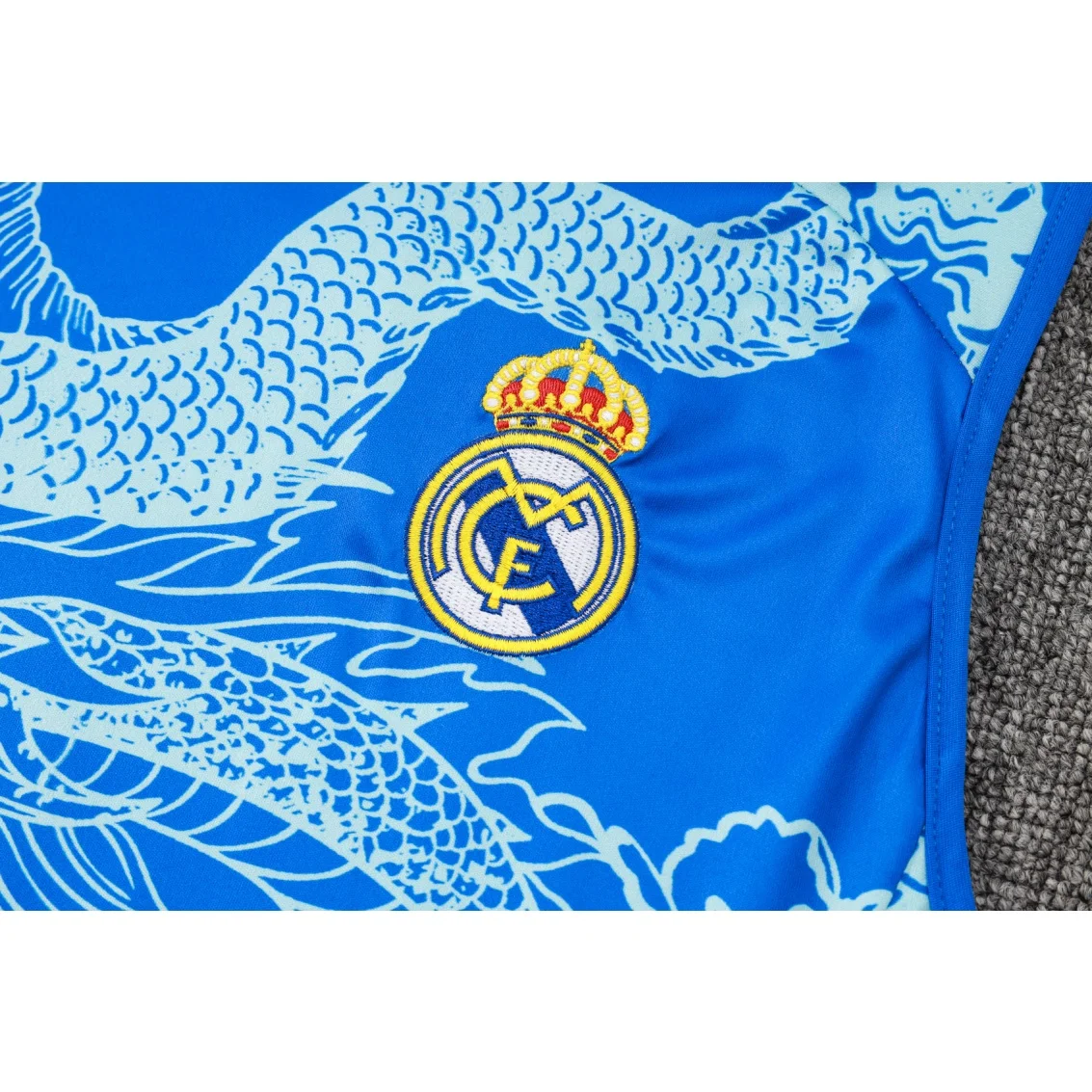 Adidas Football Shoes Sleeveless Jersey Set Men Quick-dry Fashionable Trendy Retro Sleeveless Jersey Set Dragon Pattern Blue