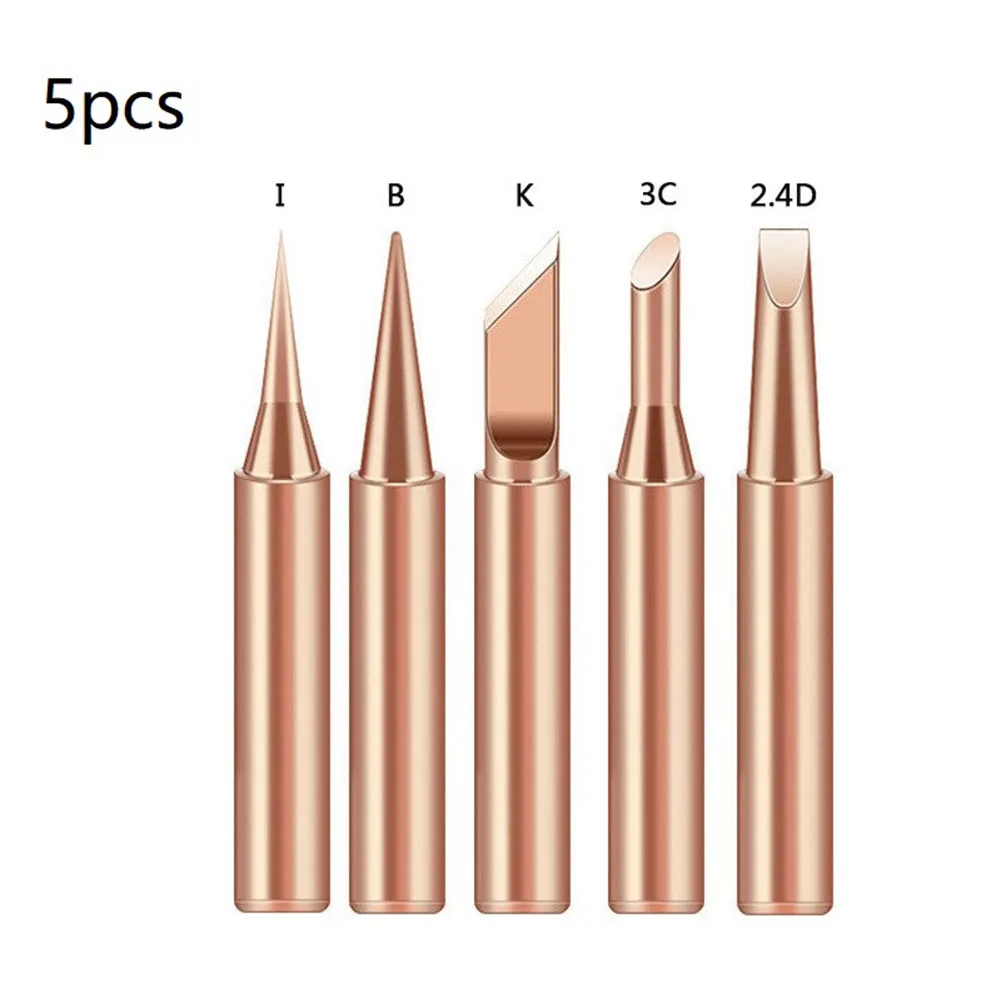 

5pcs 900M-T Pure Copper Soldering Iron Tip Lead-free Solder Tips Welding Head BGA Soldering Tools Branding Iron I+B+K+3C+2.4D