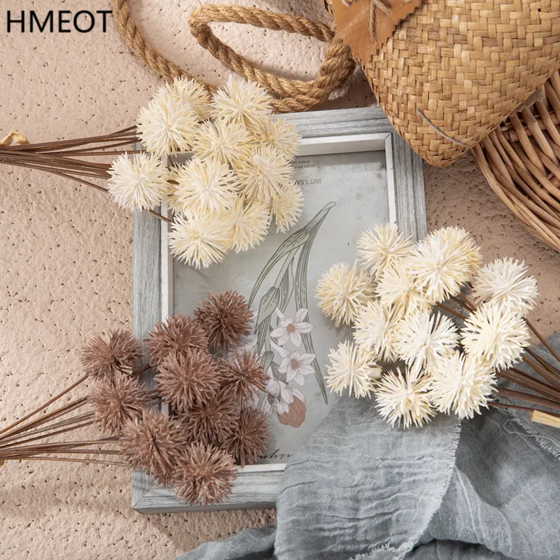 12pcsArtificialSmallPricklyBallFlowerDandelionPlasticBouquet