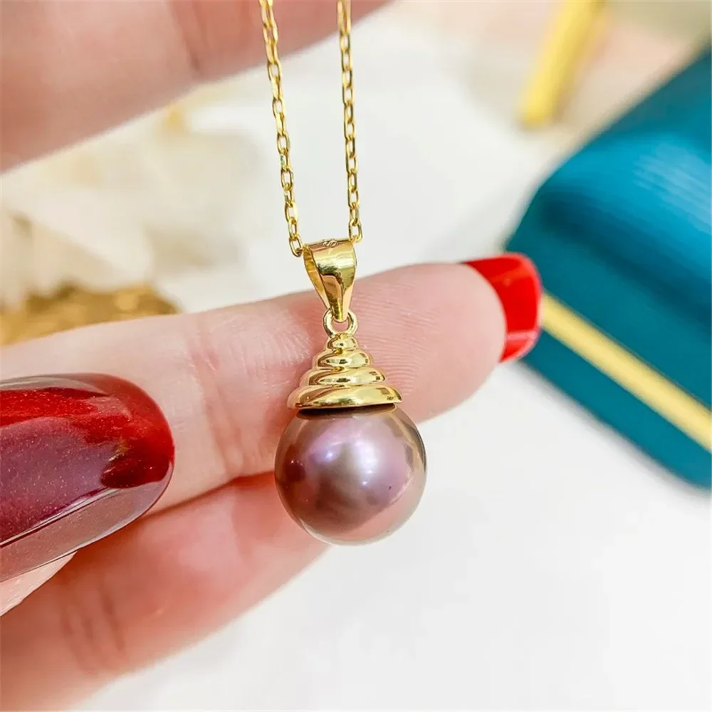 

DIY Pearl Accessories S925 Sterling Silver Pendant Empty Holder Concealer Jade Necklace Pendant Fit 11-15mm Round Beads D305