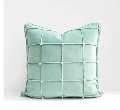 

French Elegant Throw Pillow Cover Pink Cyan Living Room Sofa Square Cushion Cover Velvet Girls' Room Solid Cushion Cover