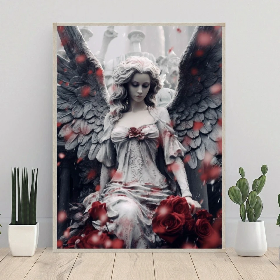 Dunkler Engel 5d DIY ab Diamant Malerei Mosaik Fantasie Gothic Dämon Kunst  Kreuz stich Strass Stickerei Wohnkultur Geschenk - AliExpress, image size:960x960