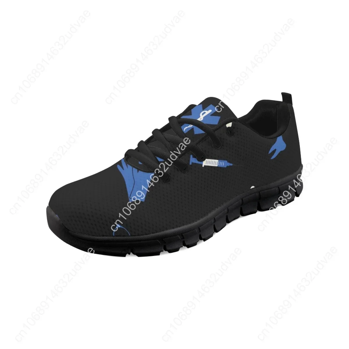Paramedic EMT EMS Pattern Lace-up Sneakers Nurse Girls Cartoon Customized Flat Shoes Lightweight Mesh Tennis 2023