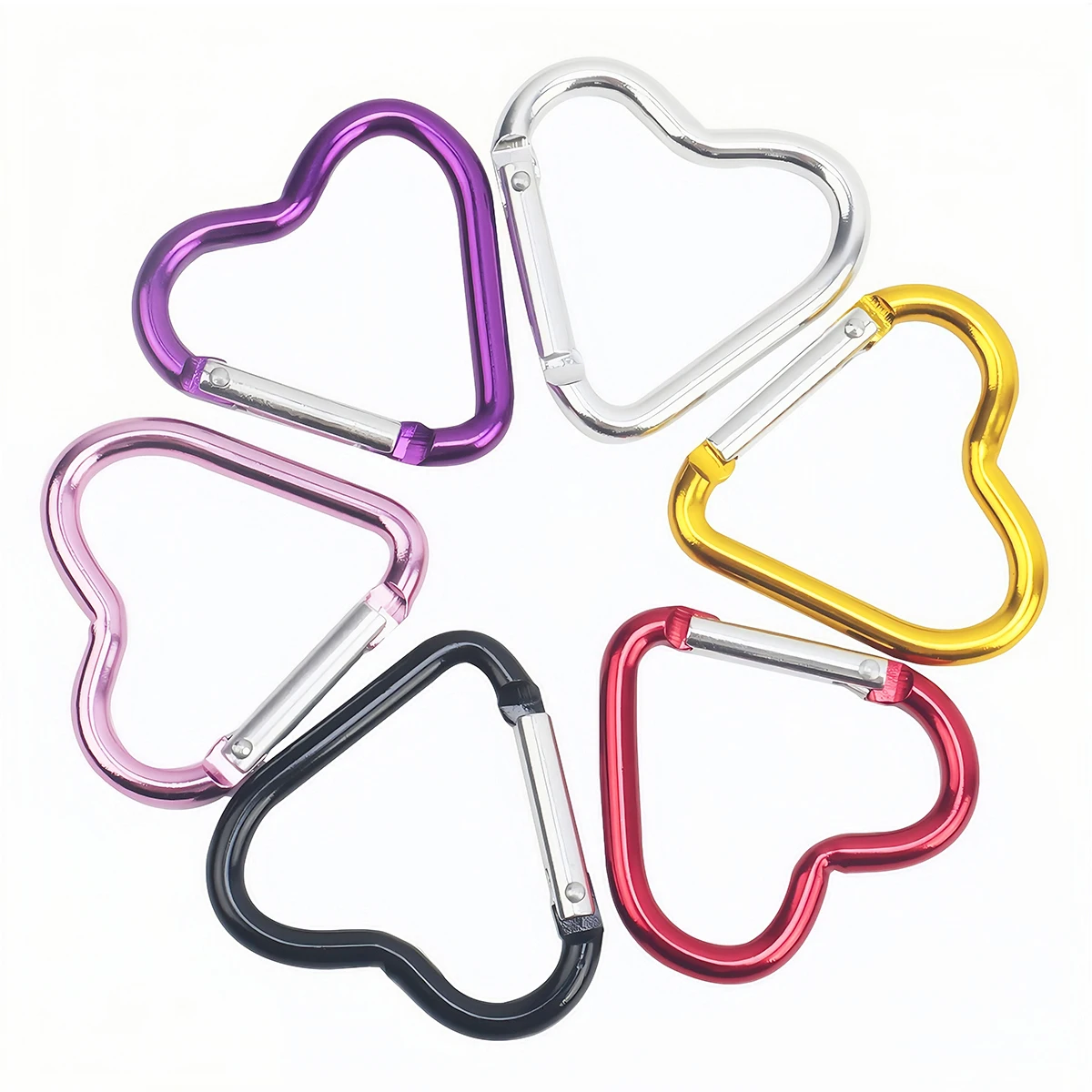 Herzförmiger Karabiner aus Aluminium, Schlüsselanhänger, Clip, Outdoor, Camping, Schlüsselanhänger, Federhaken, Wasserflasche, hängende Schnalle, Reisezubehör – Detail 6