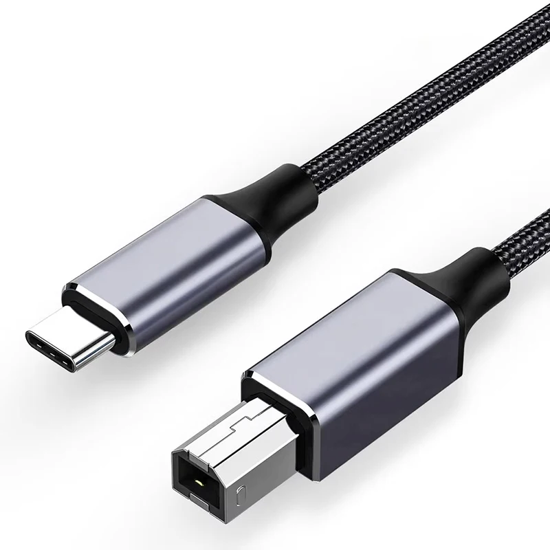High-Speed USB Type C to USB B 2.0 Printer Cable for Printers and Scanners