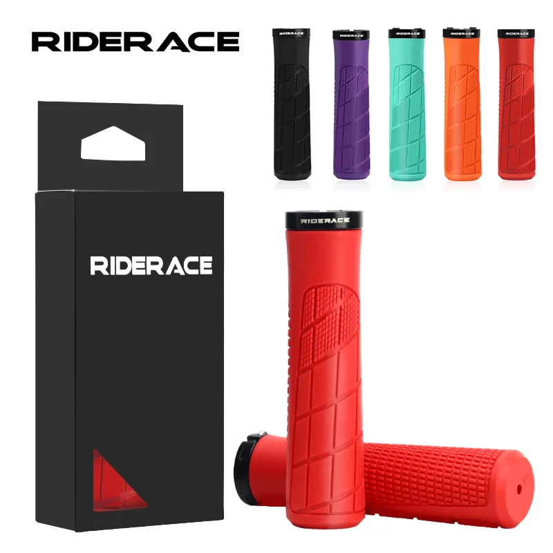 

RIDERACE Mountain Bike Handlebars Grips TPR Rubber Ergonomic Mtb Bicycle Handle Bar Bmx Steering Grip Anti-skid Comfy Bar Ends