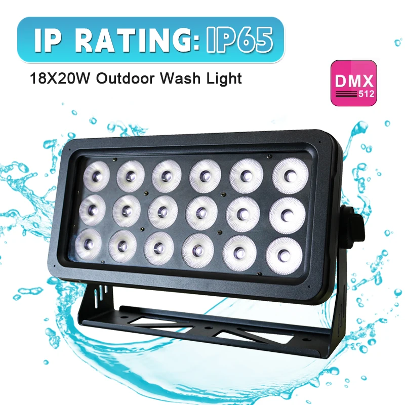 DMX512 18*20W RGBW 4in1 IP65 Waterproof DJ Wedding Stage City Wall Washer Outdoor LED Wash Flood Light
