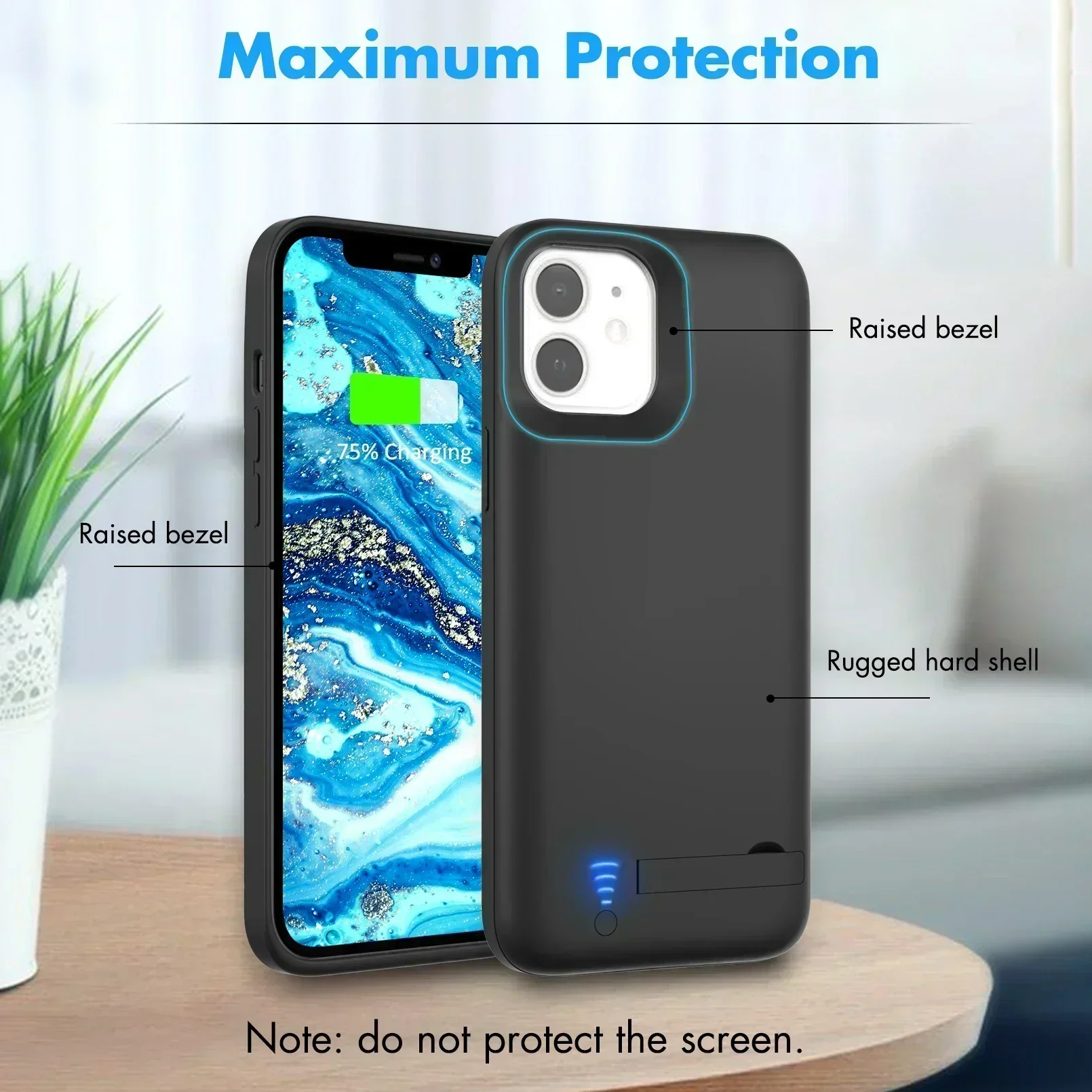 제이오웨이드 10000mAh 배터리 케이스 (아이폰 16 프로 맥스, 17 에어, 15, 14 플러스, 13, 12 미니, 11, X, XR, XS, 6, 6S, 7, 8, SE 2020용) 충전기