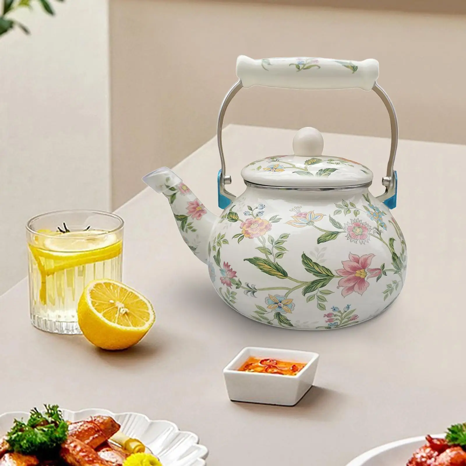Enamel Tea Kettle Juice Water Jug Heat Resistant Multifunctional Coffee Pot Water Kettle for Party Office Home Kitchen Tea
