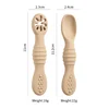 Baby Silicone Grinding Training Spoon Baby Feeding Complementary Food Rice Paste Double Headed Soft Spoon Sticky Licking Rod 5
