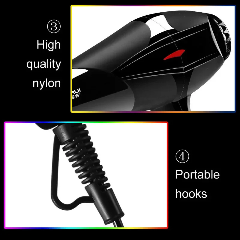 Professional Ionic Hair Dryer Straightener Pro Blu-ray Hot/Cold, Strong Power 110v-210v Electric Hairdressing Equipment 5