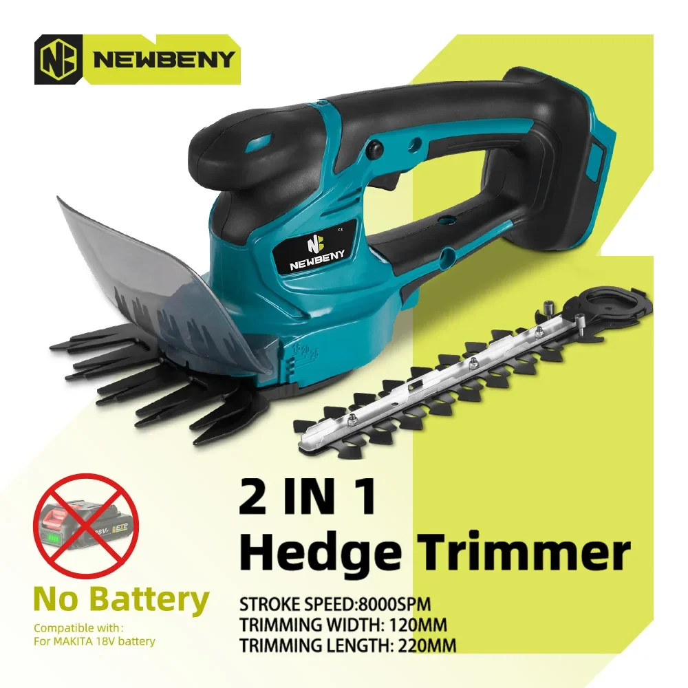 2 IN 1 Electric Hedge Trimmer Cordless Household Garden Landscaping Hedge Trimmer Power Tool For 18V Battery