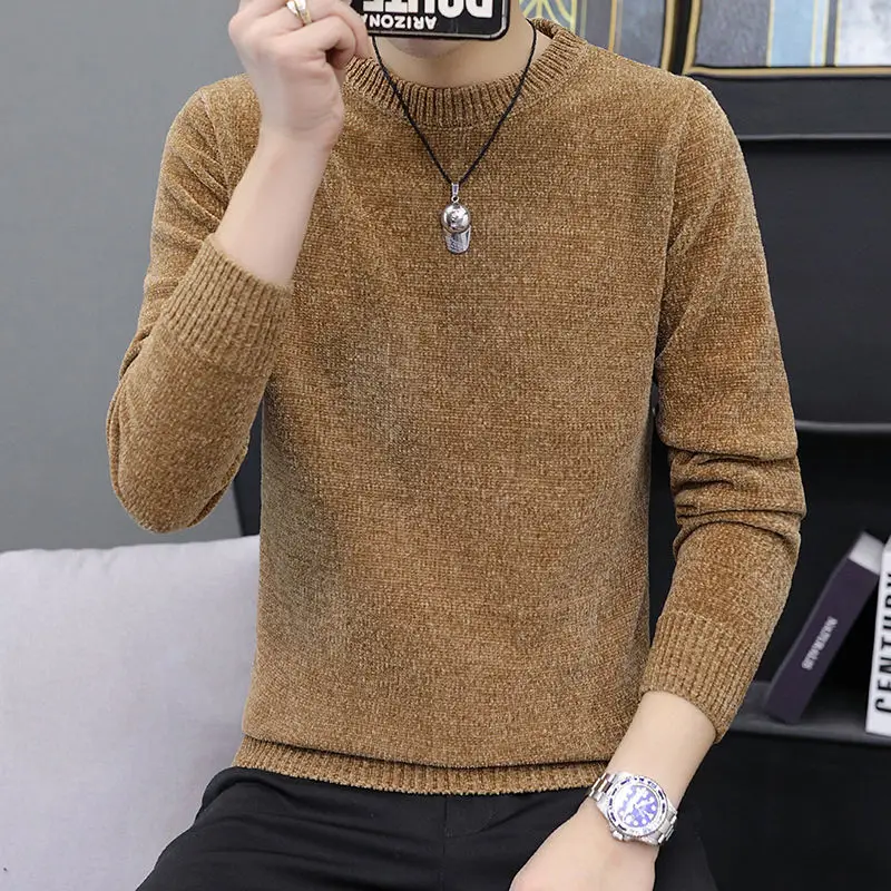 fashion o neck knitted spliced solid color casual sweater men s clothing 2023 autumn new all match pullovers loose korean tops Stylish O-Neck Knitted Solid Color Loose All-match Sweater Men's Clothing 2022 Autumn New Casual Pullovers Warm Tops