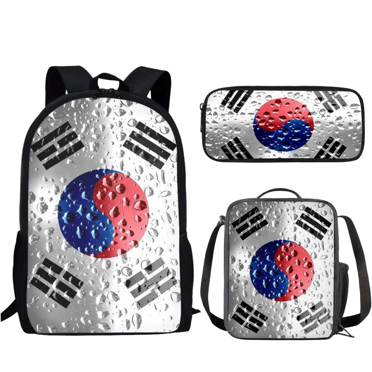 

South Korea Flag Design Children School Bags for Women Large Capacity Book Bag Teenagers Backpack with Lunch Box /Pencil Case