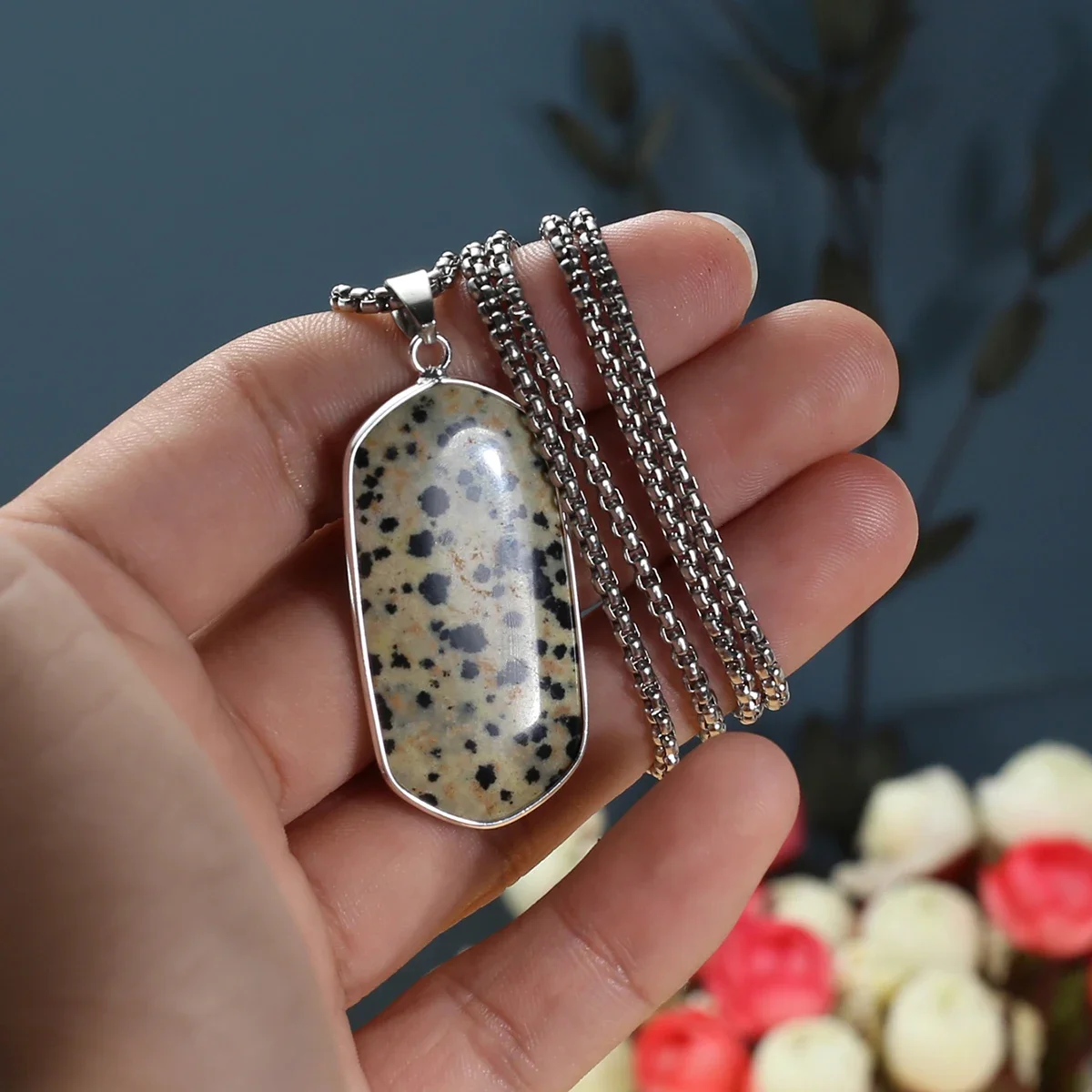 5PCS Wholesale Natural Stone Crystal Agate Turquoise Charm Pendant Necklace Neutral Minimalist Style Jewelry Accessories Gift