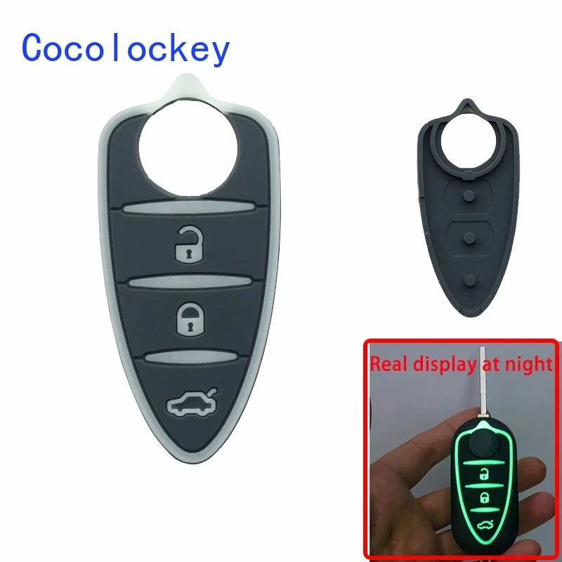 Car Key Shell 3 Button Luminous Silicone Pad for Alfa Remote Key Shell For Alfa Romeo Mito Giulietta 159 GTA 4C