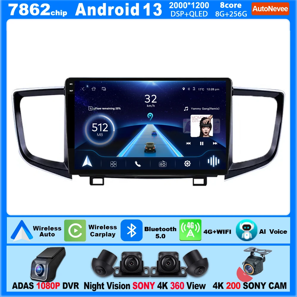

Carplay Radio Android For HONDA PILOT 2016-2019 Car Multimedia Player Touch Screen 9 Inch Bluetooth Navigation Wifi 5G Display