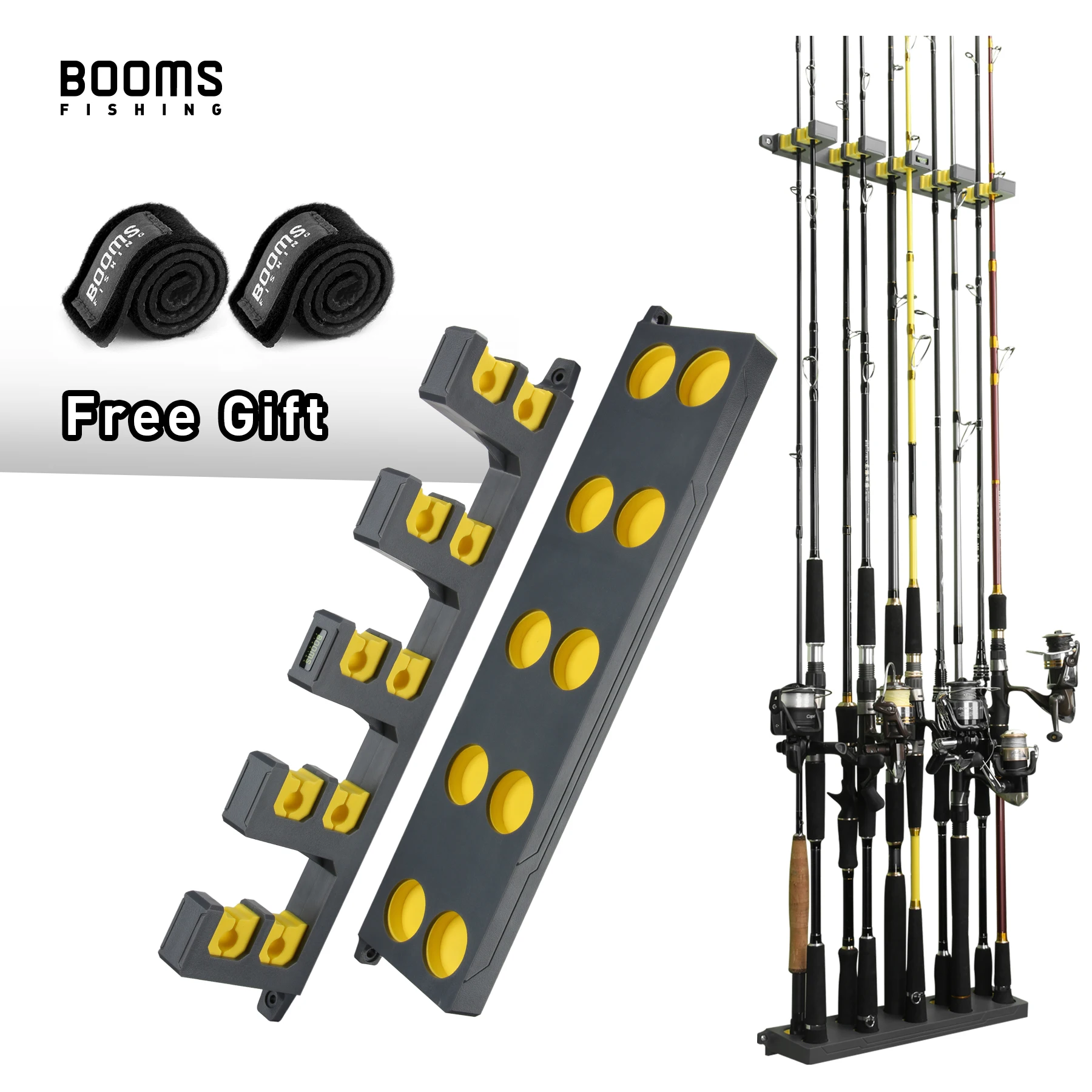 Booms Fishing Wv4 Portacanna Da Pesca Portacanna Da Parete Verticale Negozio Fino A 10 Canne Per Portacanna Da Pesca Strumenti Di Stoccaggio 4 Colori