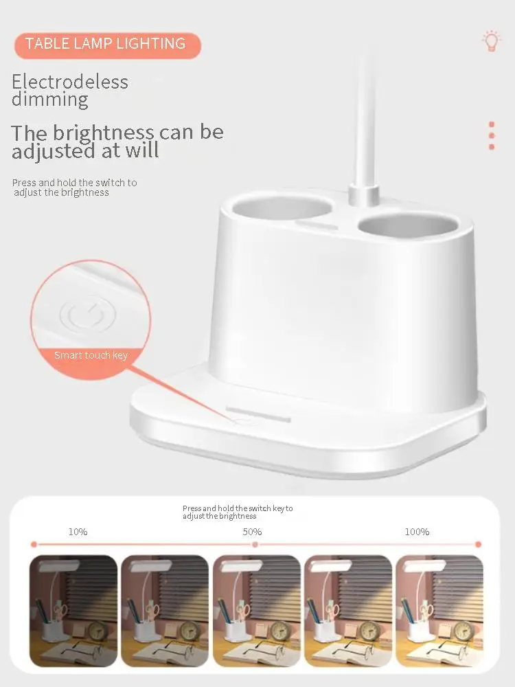 Desk Lamp Eye Protection Study Dormitory Rechargeable Writing Reading Bedroom Bedside Lamp 3800 Battery Life Stepless Dimming desk lamp