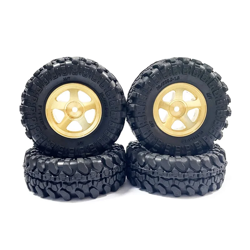 

4PCS Br Beadlock Wheel Rims and Tire Set for 1/18 Scale FMS Land Cruiser RC Car Upgrades Parts,1