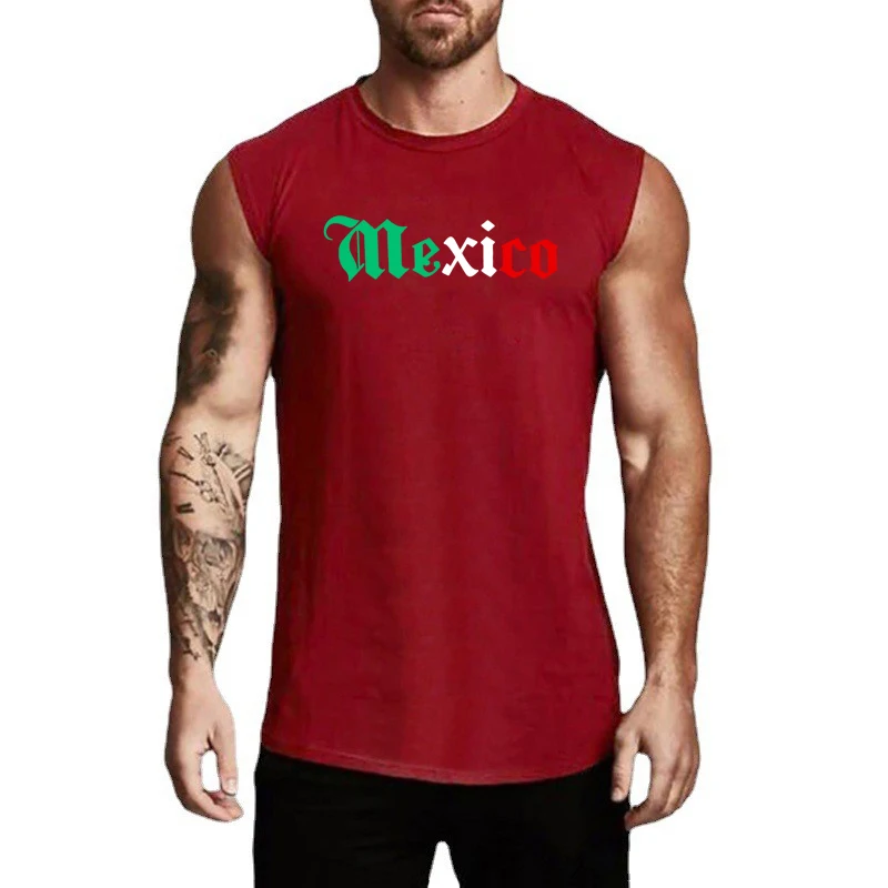 

Muscleguys Summer Cotton Slim Fit Gym Sports Men Breathable Fashion Casual Bodybuilding Fitness Workout Printed Vest