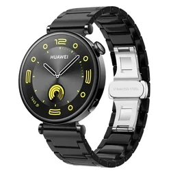 Elegant 18mm Ceramic Strap Women's Bracelet Wristband for Huawei GT5 41mm (Black)