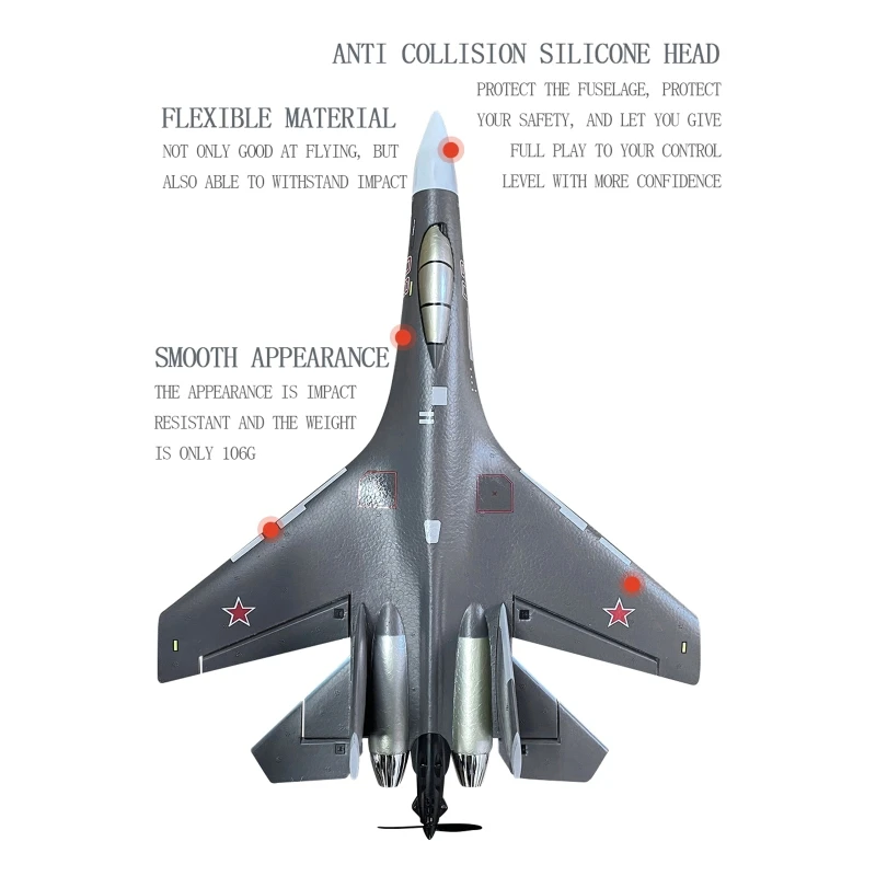 SU35 2.4G 4CH Stunt RC Aircraft, anti COLLISION SILICONE HEAD PROTECT THE FUSELAGE 