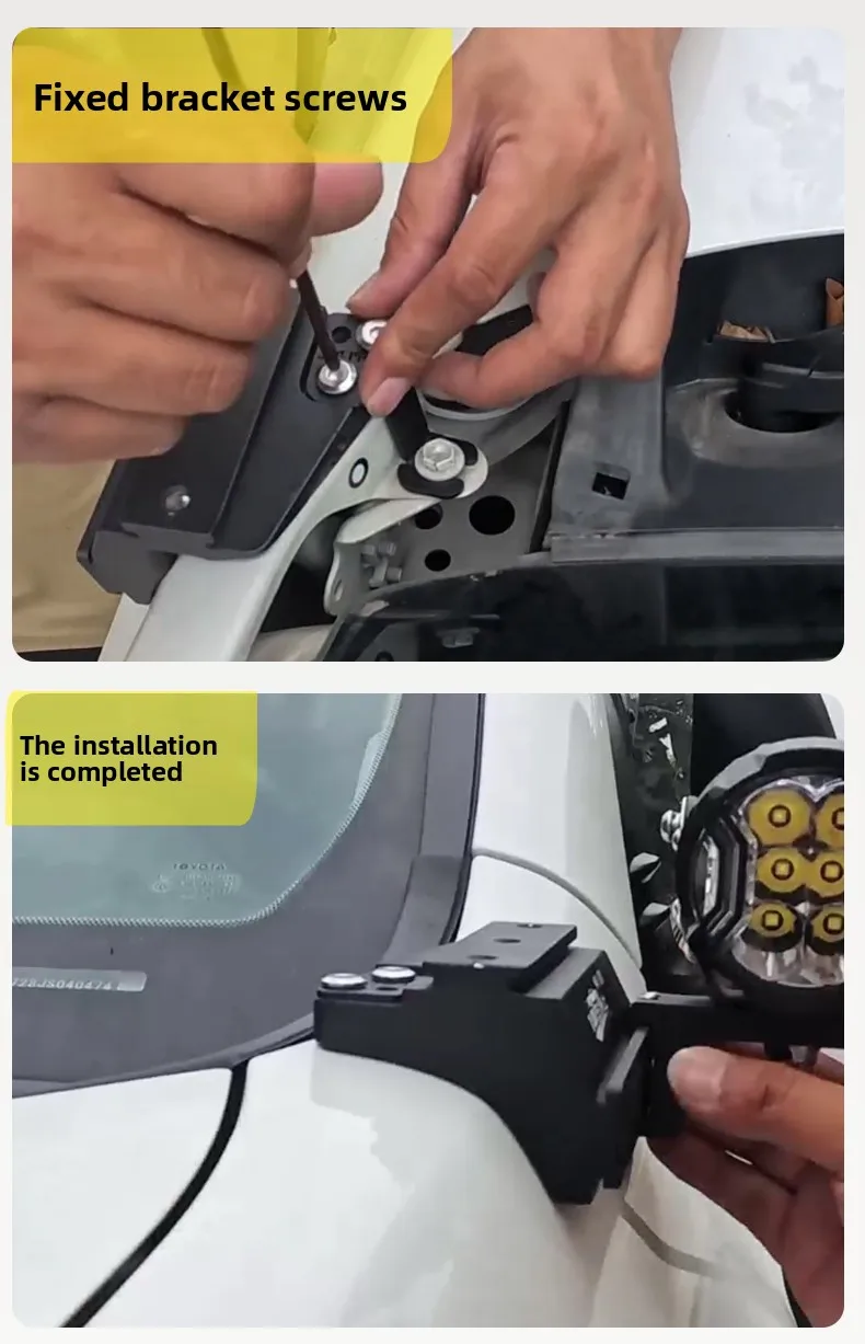 For Land Cruiser Prado 150 LC150 2010-2023 A Pillar Spotlight Bracket Engine Hood Quick Release Dual Guide Rail Expansion Stand detail image 9
