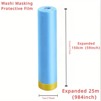 Pre-Taped Masking Film Plastic Sheeting Automotive Washi Tape No Residue Painters Plastic Drop Cloth for Painting 2