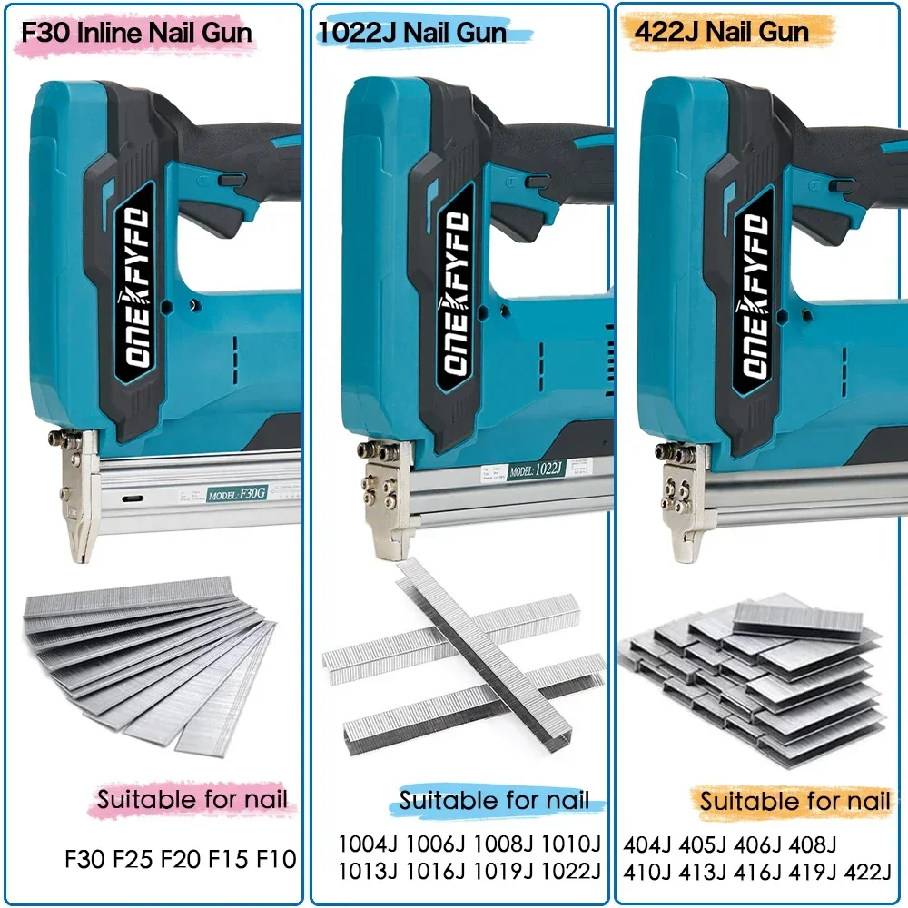 F30/422J/1022J Brushless Electric Nail Gun  frame Nailer Tacker Furniture Staple Gun Woodworking Tool For Makita 18V Battery 3