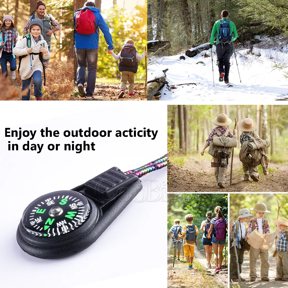 10Pcs Colorful Survival Keychain Zipper Pull Mini Compass for Outdoor Backpack Camping Hiking Pocket Navigator mini compass,survival compass
