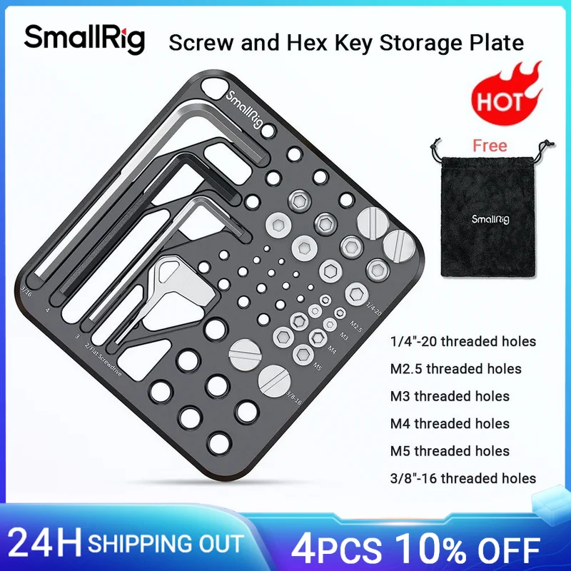 thumbnail image 2 of NEEWER Screw Storage Plate With Hex Keys - 24 Screws & 5 Tools For Camera Rig Accessories 2 of 13