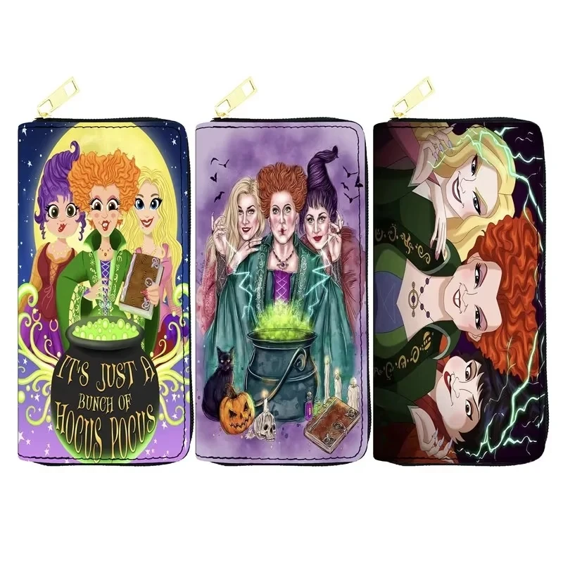 Disney Hocus Pocus Wallet Cartoon Maleficent Usura Witch Women Leather Zip Around Wallet Long Purse Credit Card Bag 4
