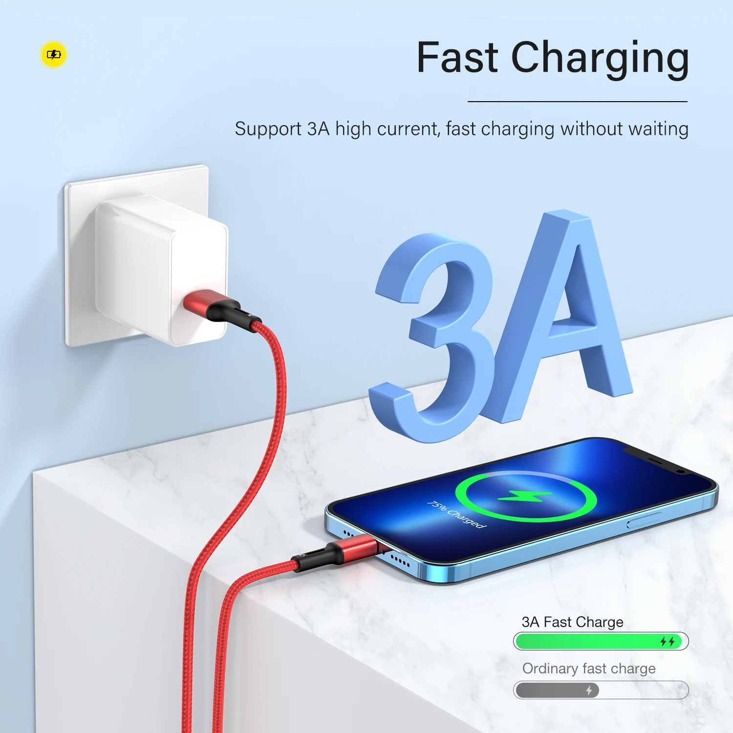 รูปสินค้า สายชาร์จ USB-C สำหรับ iPhone iPad เร็ว 3M คุณภาพดี