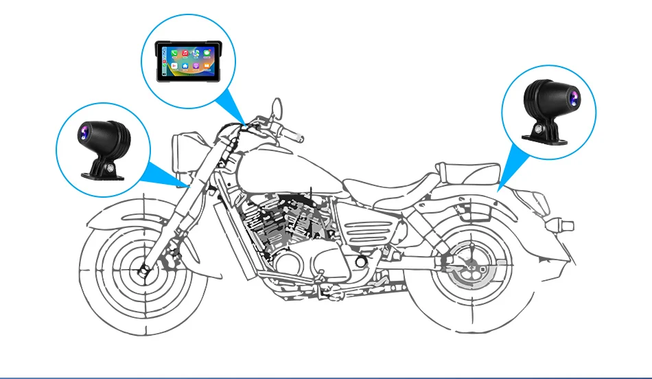 Srnubi 7-Zoll-Bildschirm Tragbarer Wasserdichter Motorrad-GPS-Navigationsmonitor mit Drahtlosem Carplay und Android Auto DVR – Detail 14