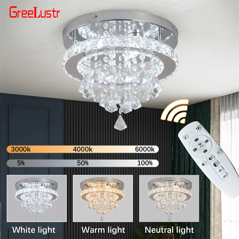 Crystal Chandelier Chrome Ceiling Lamps Led Flush Mount Stainless