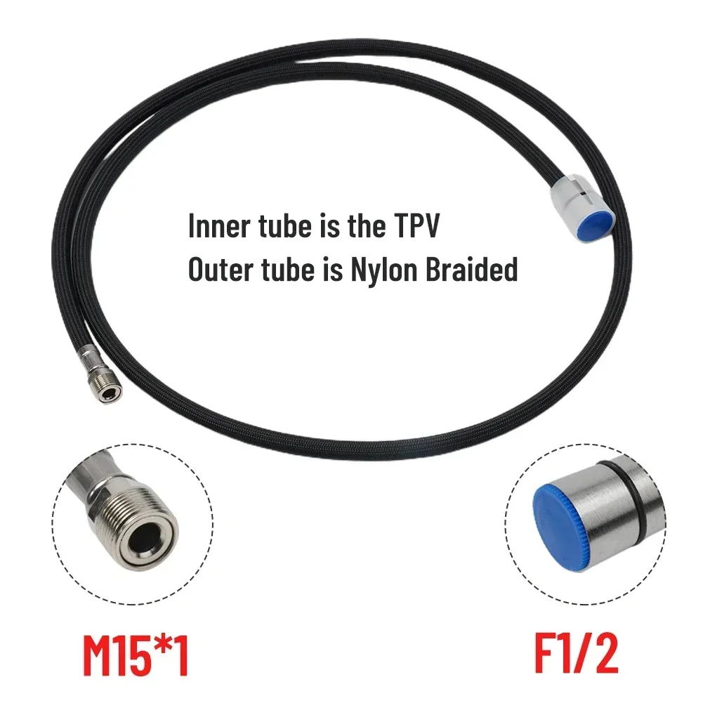 Part Shower Hose Replacement Flexible For Sink Kitchen Faucet Nylon Replacement Tube Fittings Hose Parts Black