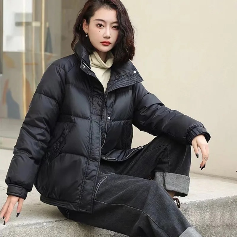 23 New Women Down Loose Warm Outwear Jacket Winter Coat Female Short Parkas Versatile Leisure Time Simplicity Overcoat Clothing