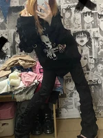 REDDACHiC Goth Lolita Black Pants Casual Flare Stacked Jeans Women Stretchy High Waist Trousers 2000s Y2K Grunge Emo Streetwear - Image 4