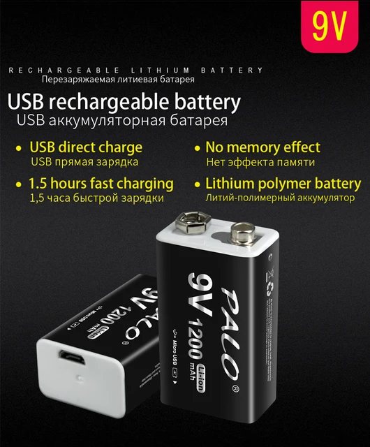 6F22 Li-Ion 6800mah Battery Pack 6800mah HIGH CAPACITY 9V