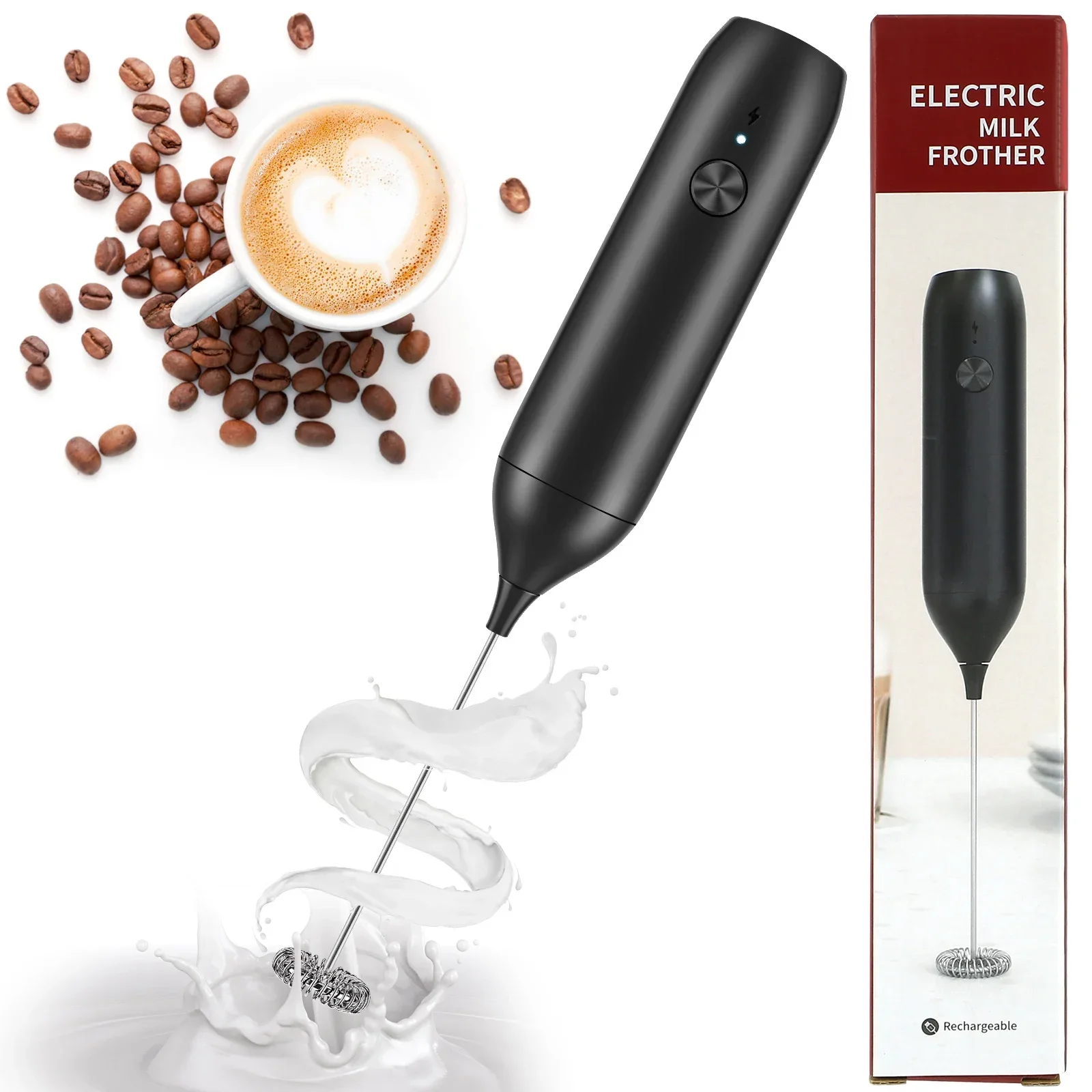Handheld Milk Frother Electric Coffee Frother 500mAh USB-C Rechargeable Electric Whisk 15000rmp Powerful Mini Drink Mixer Milk milk frother,electric whisk,handheld electric whisk